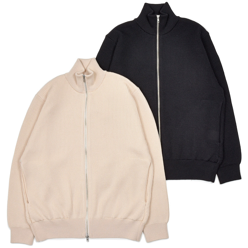 Yonetomi(ヨネトミ) EX FINE WOOL RIB KNIT B/L エクストラファインメリノウール ジップアップニットブルゾン
