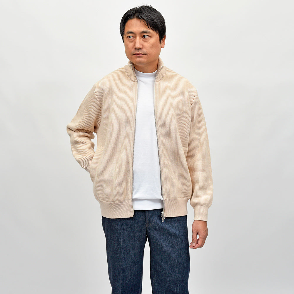Yonetomi(ヨネトミ) EX FINE WOOL RIB KNIT B/L エクストラファインメリノウール ジップアップニットブルゾン