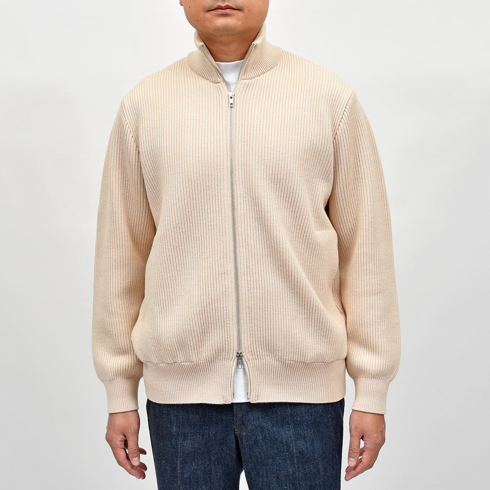Yonetomi(ヨネトミ) EX FINE WOOL RIB KNIT B/L エクストラファインメリノウール ジップアップニットブルゾン