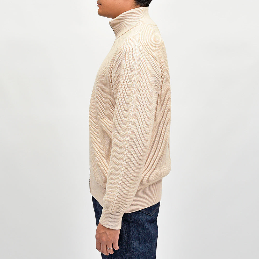 Yonetomi(ヨネトミ) EX FINE WOOL RIB KNIT B/L エクストラファインメリノウール ジップアップニットブルゾン