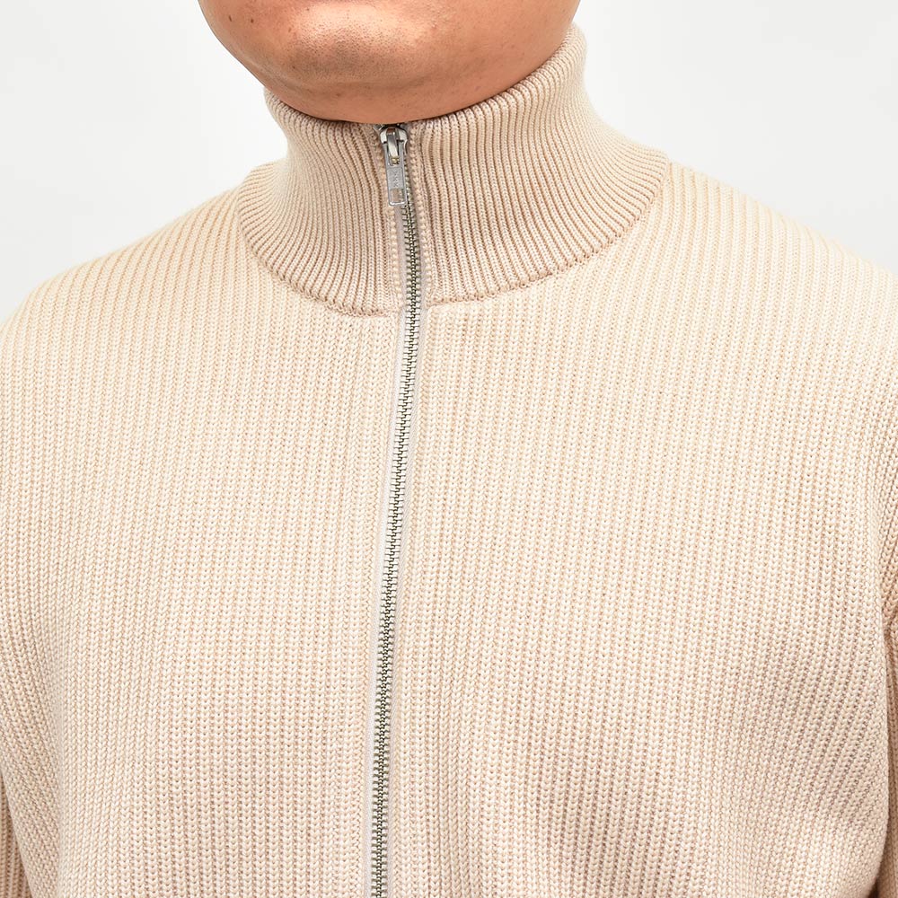 Yonetomi(ヨネトミ) EX FINE WOOL RIB KNIT B/L エクストラファインメリノウール ジップアップニットブルゾン