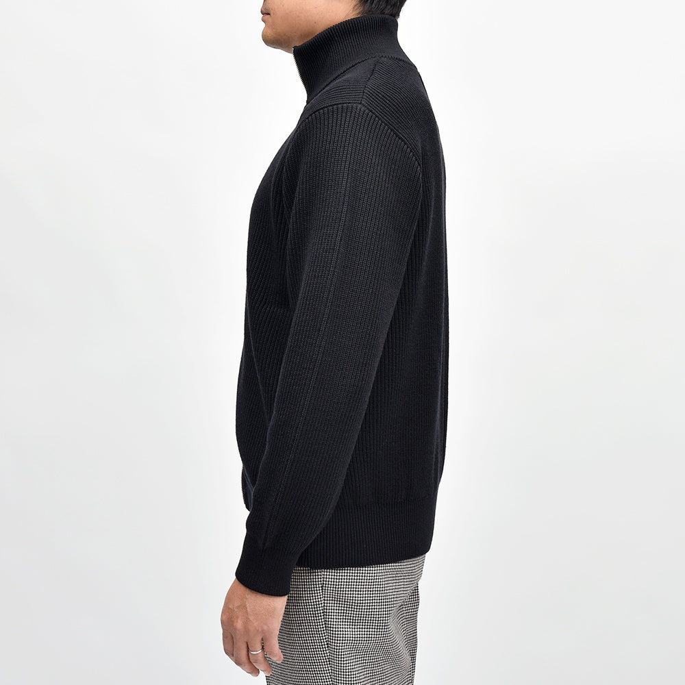 Yonetomi(ヨネトミ) EX FINE WOOL RIB KNIT B/L エクストラファインメリノウール ジップアップニットブルゾン