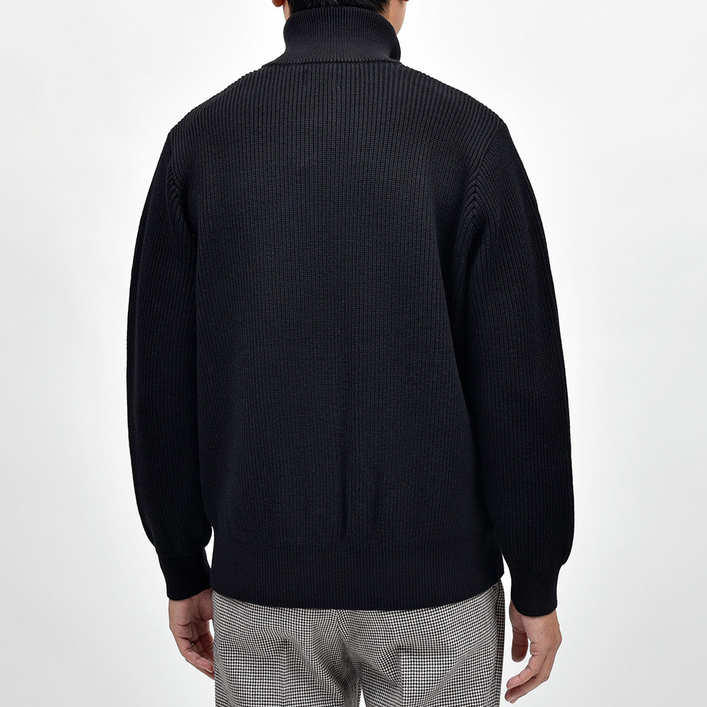 Yonetomi(ヨネトミ) EX FINE WOOL RIB KNIT B/L エクストラファインメリノウール ジップアップニットブルゾン
