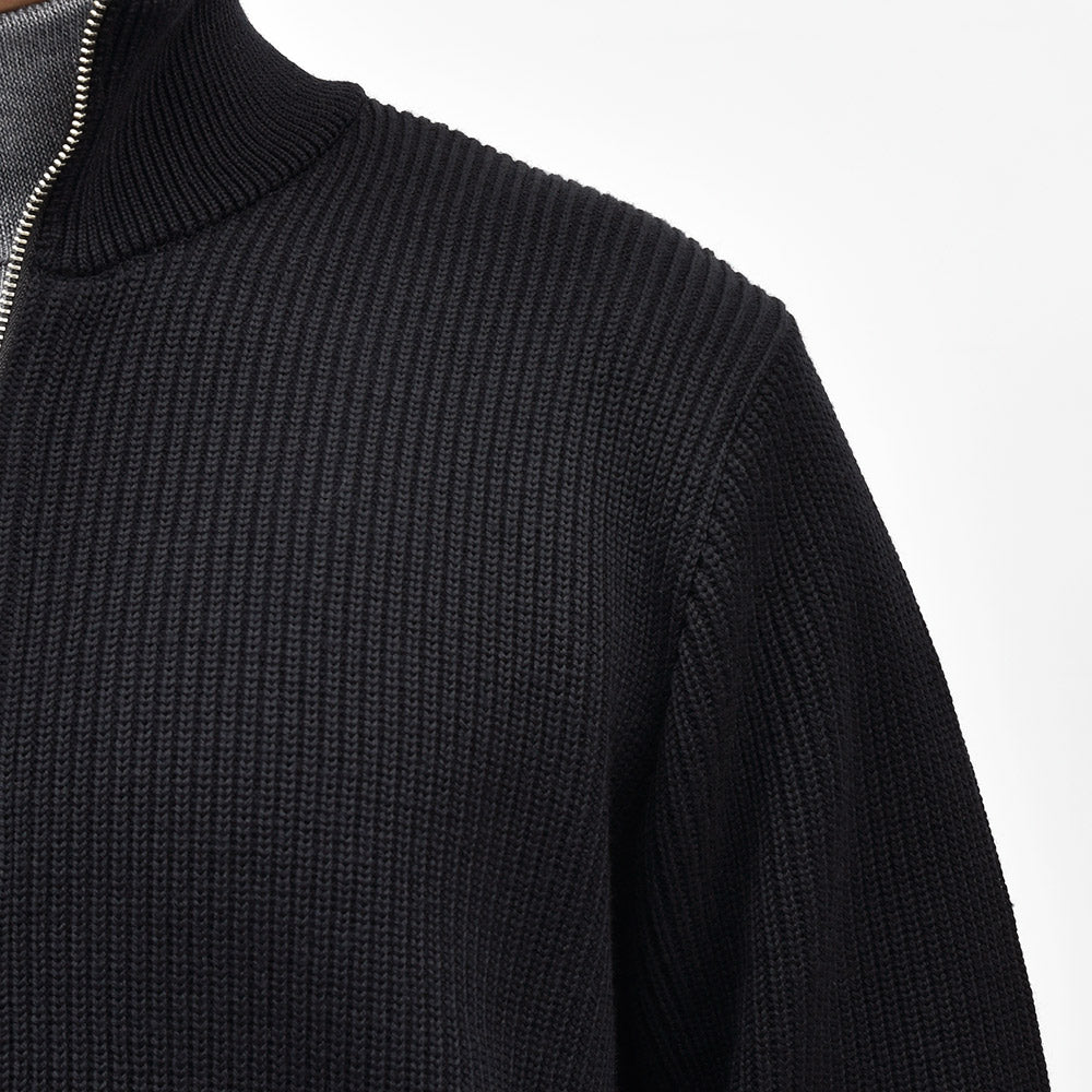 Yonetomi(ヨネトミ) EX FINE WOOL RIB KNIT B/L エクストラファインメリノウール ジップアップニットブルゾン
