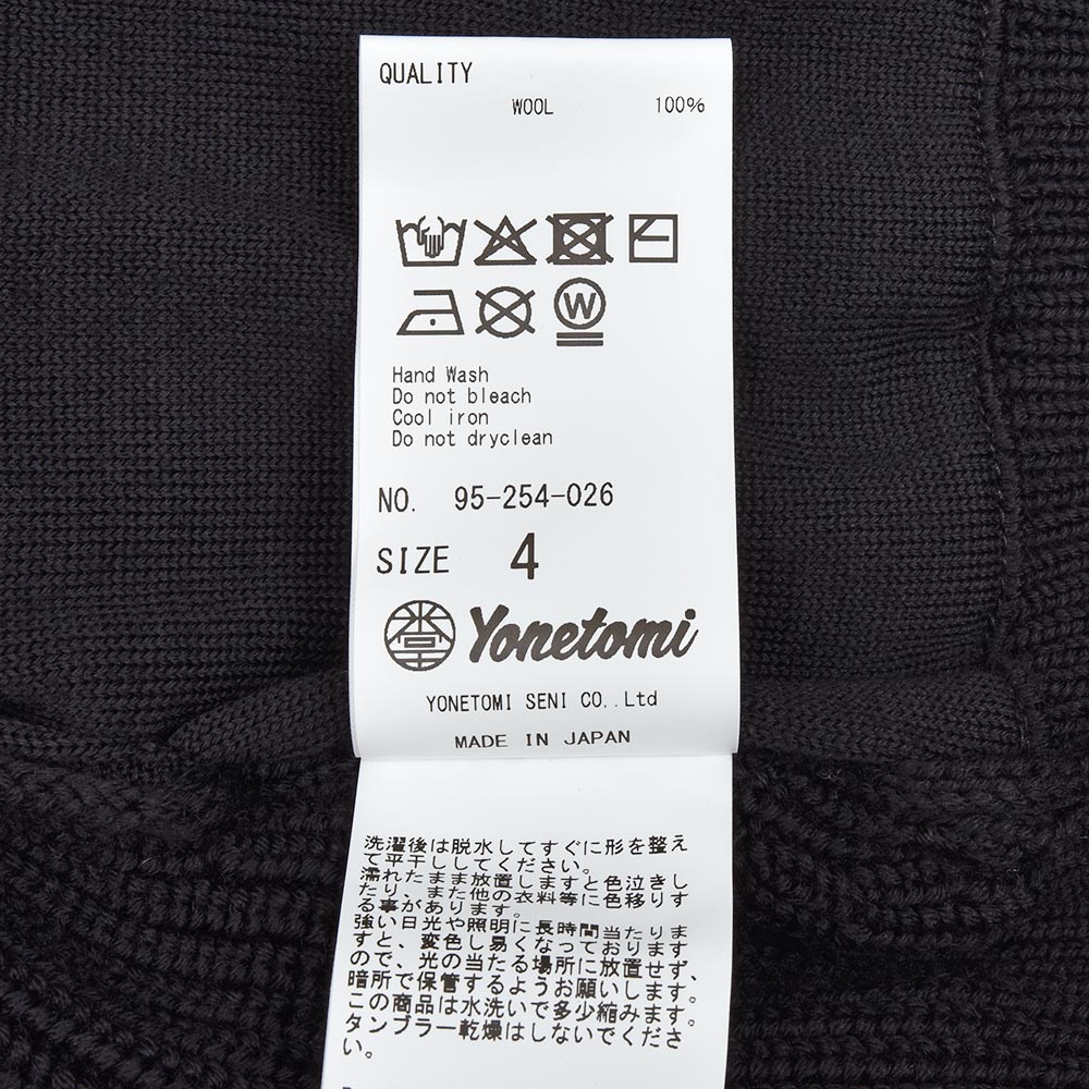 Yonetomi(ヨネトミ) EX FINE WOOL RIB KNIT B/L エクストラファインメリノウール ジップアップニットブルゾン