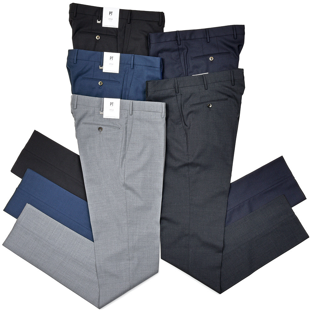 PT TORINO(ピーティー トリノ) ウォッシャブルライトテクノウール ストレッチ サージ ノープリーツドレスパンツ SLIM FIT/VD06
