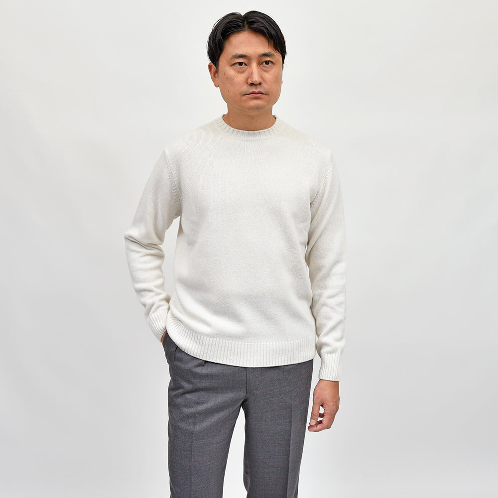 morgano(モルガーノ) エクストラファインメリノウール カシミヤ 7ゲージ クルーネックニット