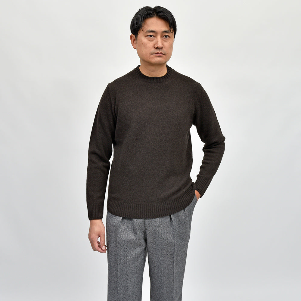morgano(モルガーノ) エクストラファインメリノウール カシミヤ 7ゲージ クルーネックニット