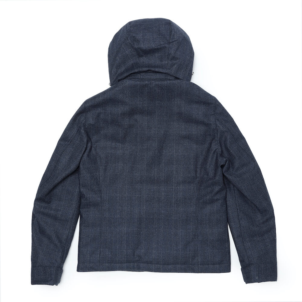 ムーレー /【日本別注】ウールサキソニー フーデッド ダウンジャケット /ALBINI-LQ1/BLUE