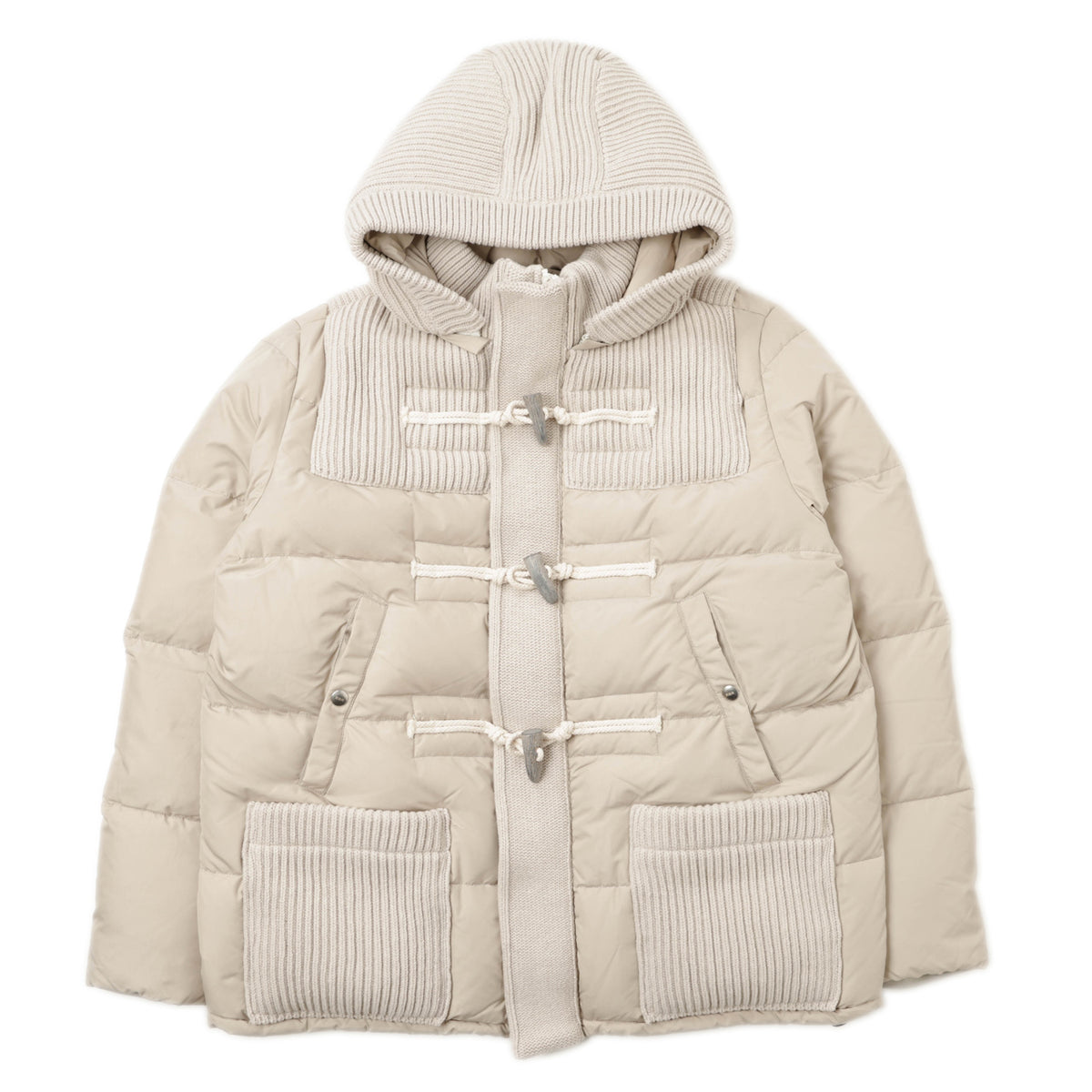 ビービーアール / ニット×ダッフル 切り替え ダウンブルゾン / 22BB004 / SHORT DOWN DUFFLE COAT / ベージュ