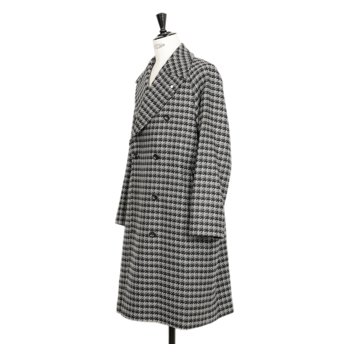 ルイジビアンキ / 千鳥柄 8B ダブルチェスターロングコート / SARTORIA / 57524 / ブラック×グレー