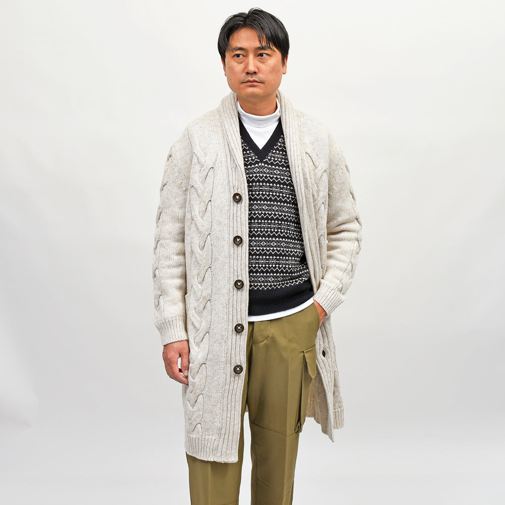 Settefili Cashmere(セッテフィーリ カシミア) ウールカシミヤ ショールカラーロングカーディガン
