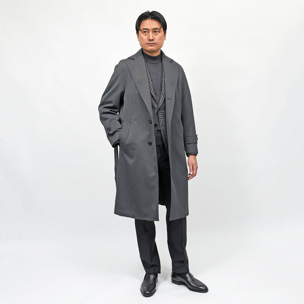 TITO ALLEGRETTO(ティト アレグレット) ヴァージンウールポリエステル ツイル ベルテッド ラグランスリーブ シングルコート