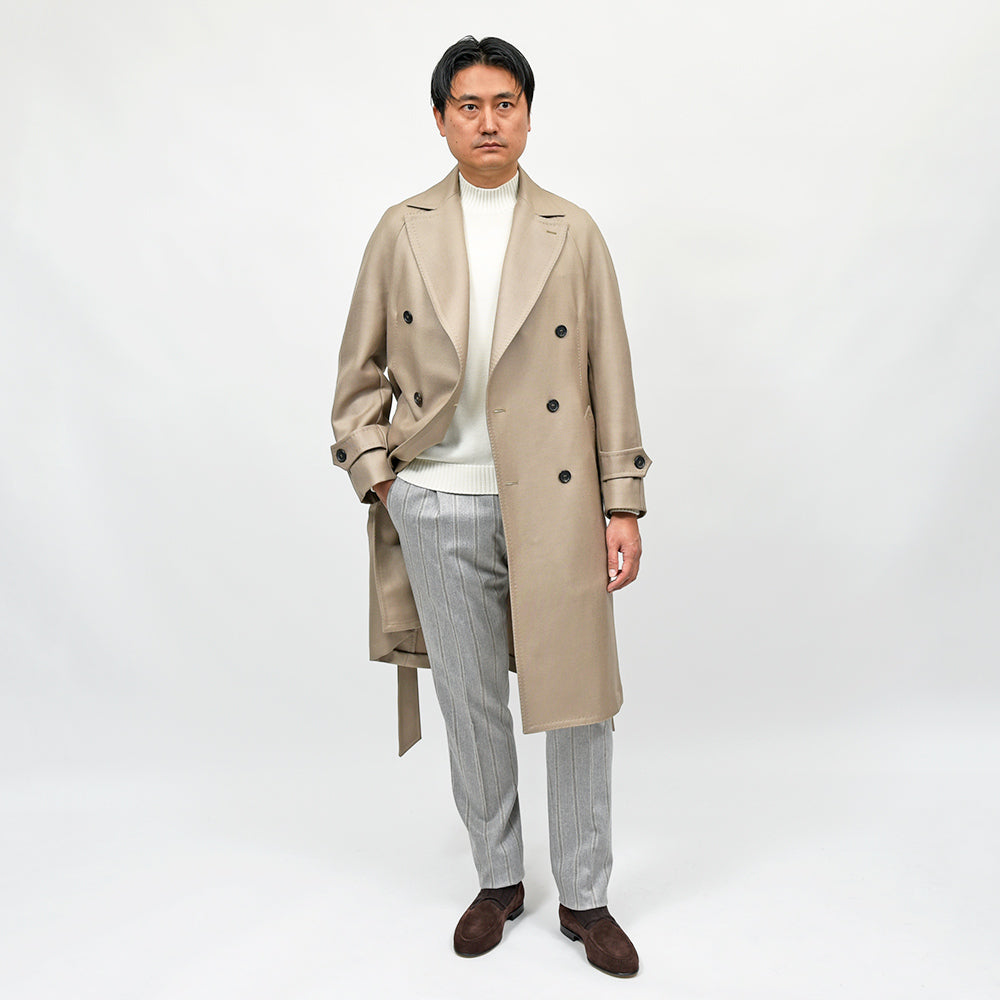 TITO ALLEGRETTO(ティト アレグレット) ヴァージンウールモヘヤ キャバリーツイル ベルテッド ラグランスリーブ ダブルコート
