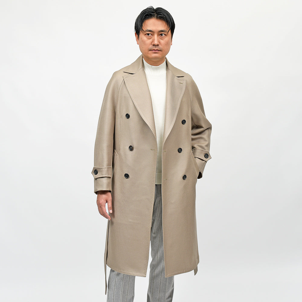 TITO ALLEGRETTO(ティト アレグレット) ヴァージンウールモヘヤ キャバリーツイル ベルテッド ラグランスリーブ ダブルコート