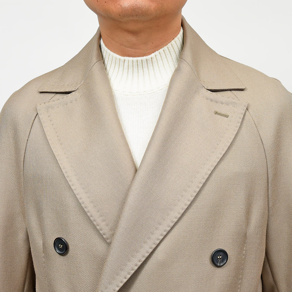 TITO ALLEGRETTO(ティト アレグレット) ヴァージンウールモヘヤ キャバリーツイル ベルテッド ラグランスリーブ ダブルコート