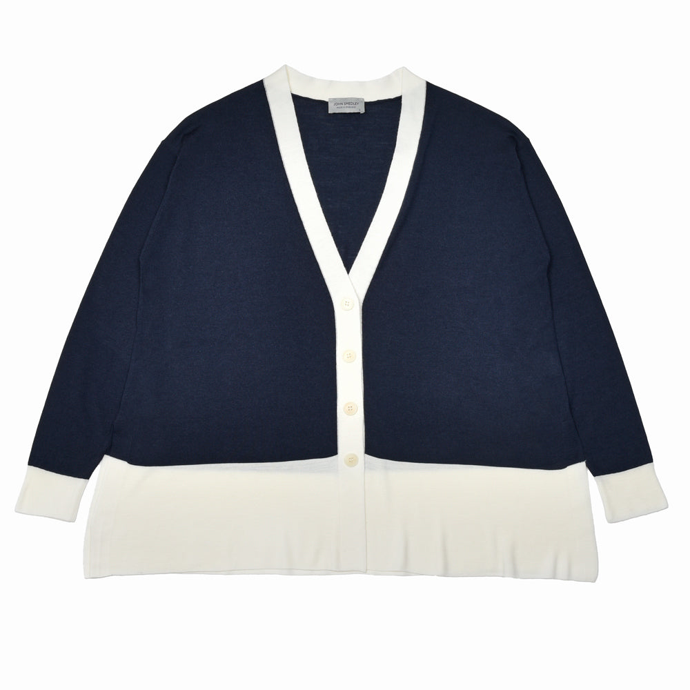JOHN SMEDLEY(ジョンスメドレー)A4783 バイカラーVネックニットカーディガン
