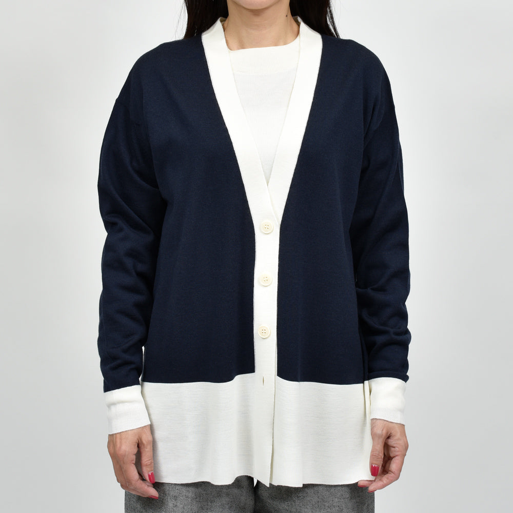 JOHN SMEDLEY(ジョンスメドレー)A4783 バイカラーVネックニットカーディガン