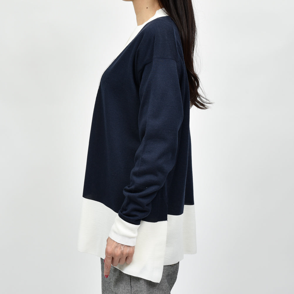 JOHN SMEDLEY(ジョンスメドレー)A4783 バイカラーVネックニットカーディガン