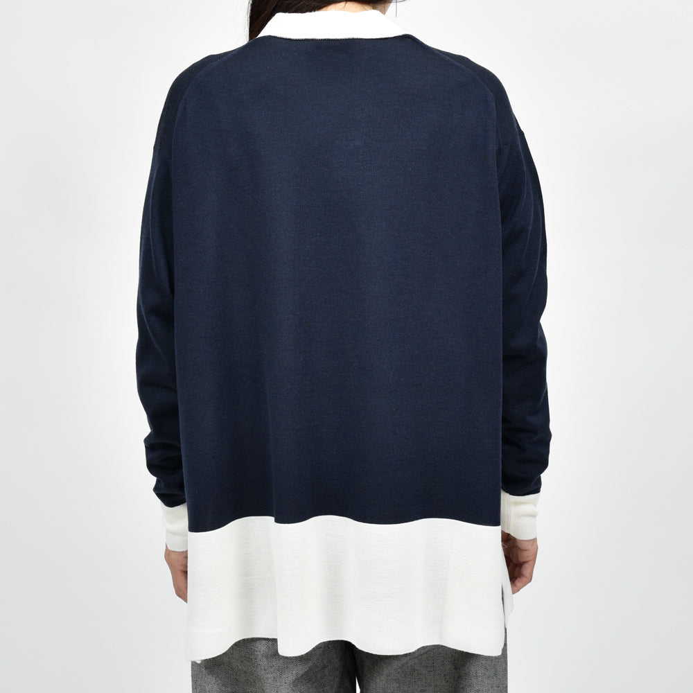 JOHN SMEDLEY(ジョンスメドレー)A4783 バイカラーVネックニットカーディガン