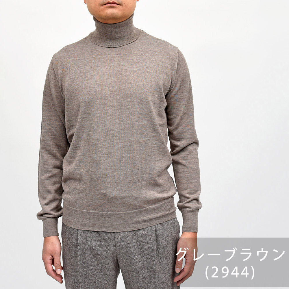 morgano(モルガーノ) エクストラファインメリノウール 12ゲージ タートルネックニット