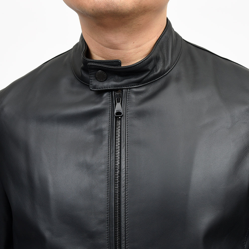 EMMETI(エンメティ) JURI SPレザー ラムナッパレザー ライダースジャケット