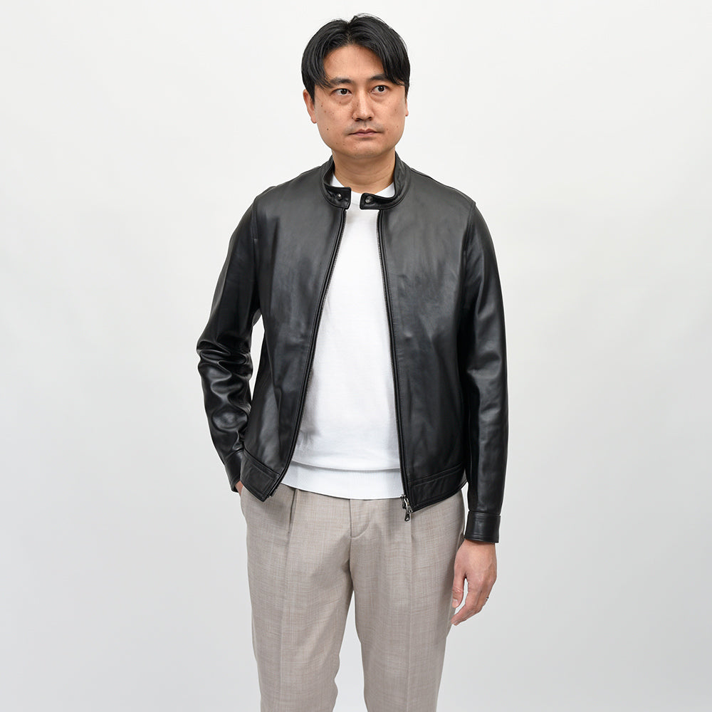 EMMETI(エンメティ) JURI ナッパチェラータ ラムナッパレザー ライダースジャケット