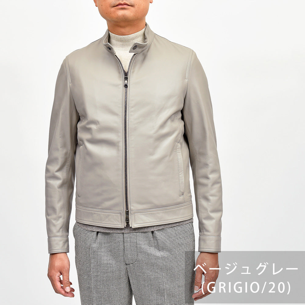 EMMETI(エンメティ) JURI ナッパチェラータ ラムナッパレザー ライダースジャケット