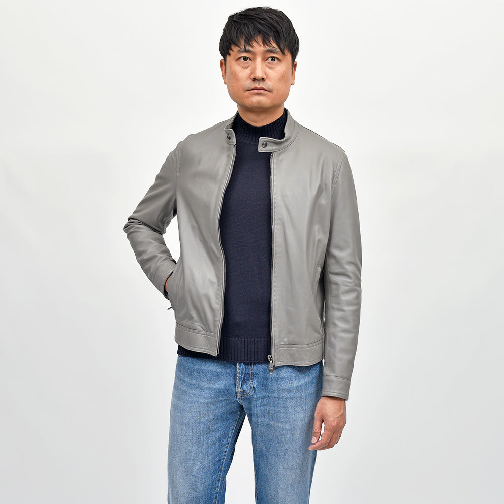 EMMETI(エンメティ) JURI ナッパチェラータ ラムナッパレザー ライダースジャケット