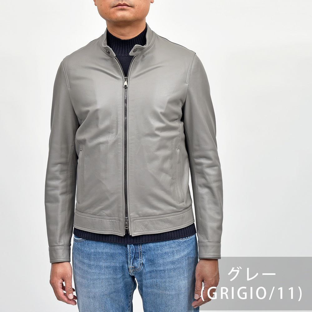 EMMETI(エンメティ) JURI ナッパチェラータ ラムナッパレザー ライダースジャケット