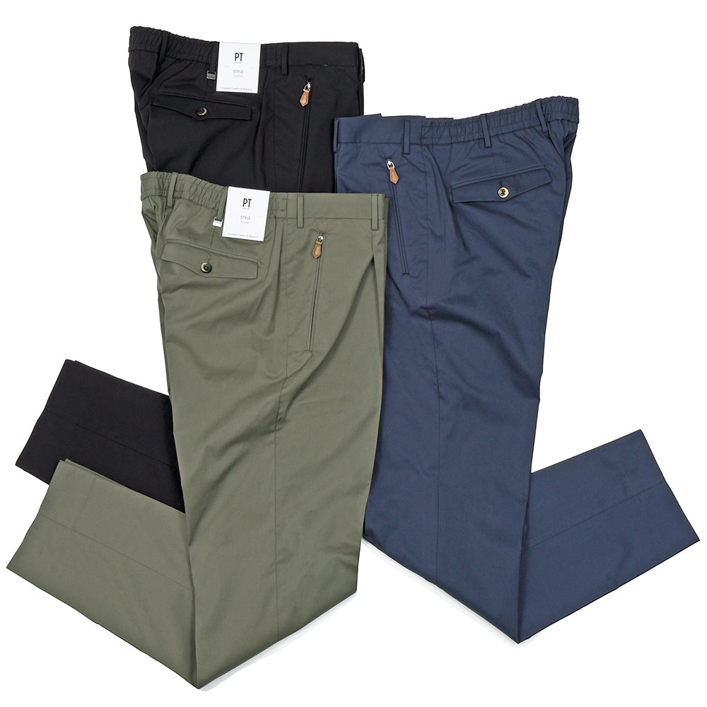 PT TORINO(ピーティー トリノ) NEW BERLIN スーパーライトテクノポプリン ストレッチ 永久クリース 1プリーツパンツ SOFT FIT/VD05