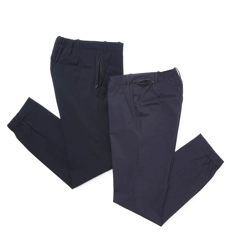インコテックス / ストレッチ ナイロン ノープリーツ 裾シャーリングパンツ(ZIPポケット付き)/SLIM FIT/1TS001 9456A