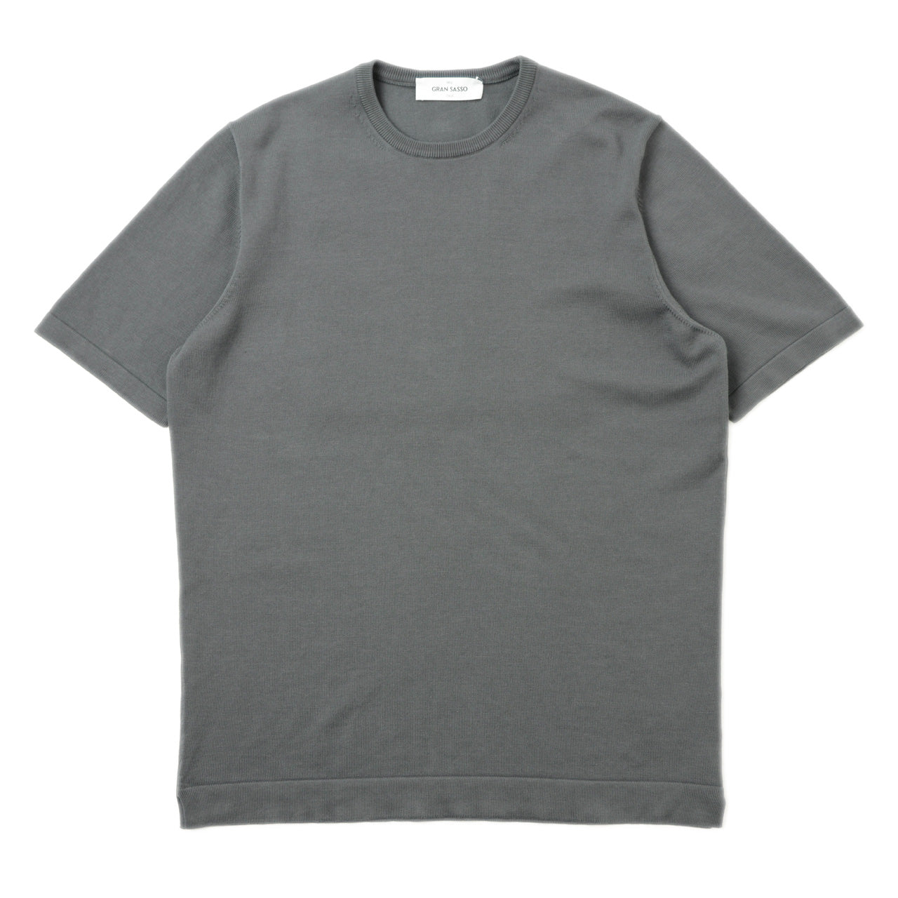 グランサッソ / ハイゲージ コットン プルオーバー クルーネック ニット Tシャツ / 58138 18120 / チャコールグレー