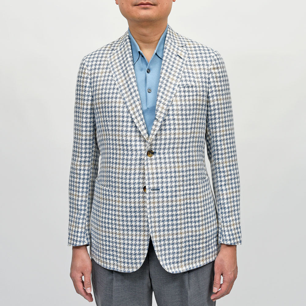 STILE LATINO(スティレ ラティーノ) VINCENZO シルクリネンコットン ハウンドトゥース シングルジャケット