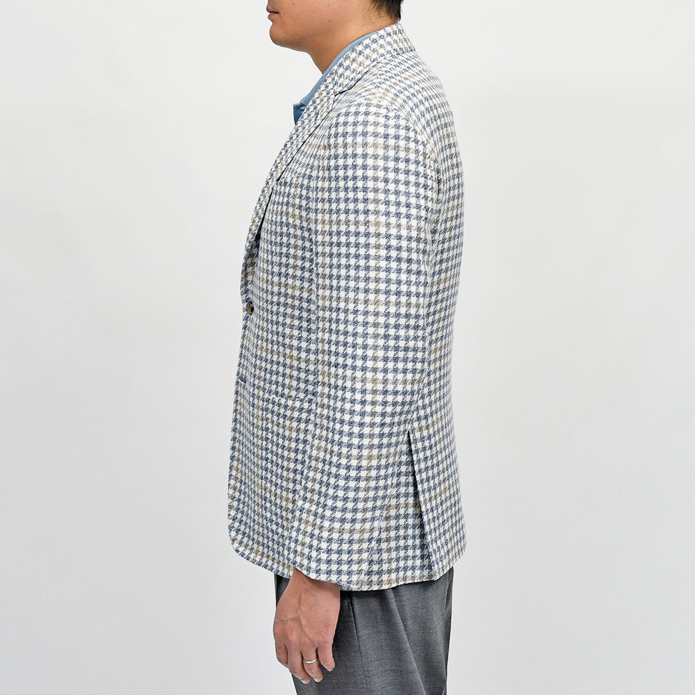 STILE LATINO(スティレ ラティーノ) VINCENZO シルクリネンコットン ハウンドトゥース シングルジャケット