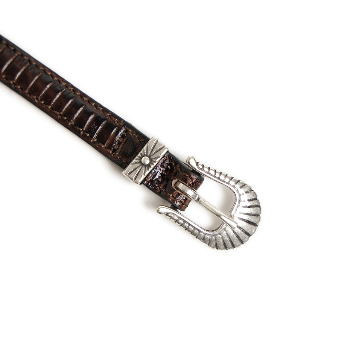 アドリアーノ メネゲッティー / レザー ウエスタン ブレスレット リザード型押し/6136 NAVAJOS BROWN
