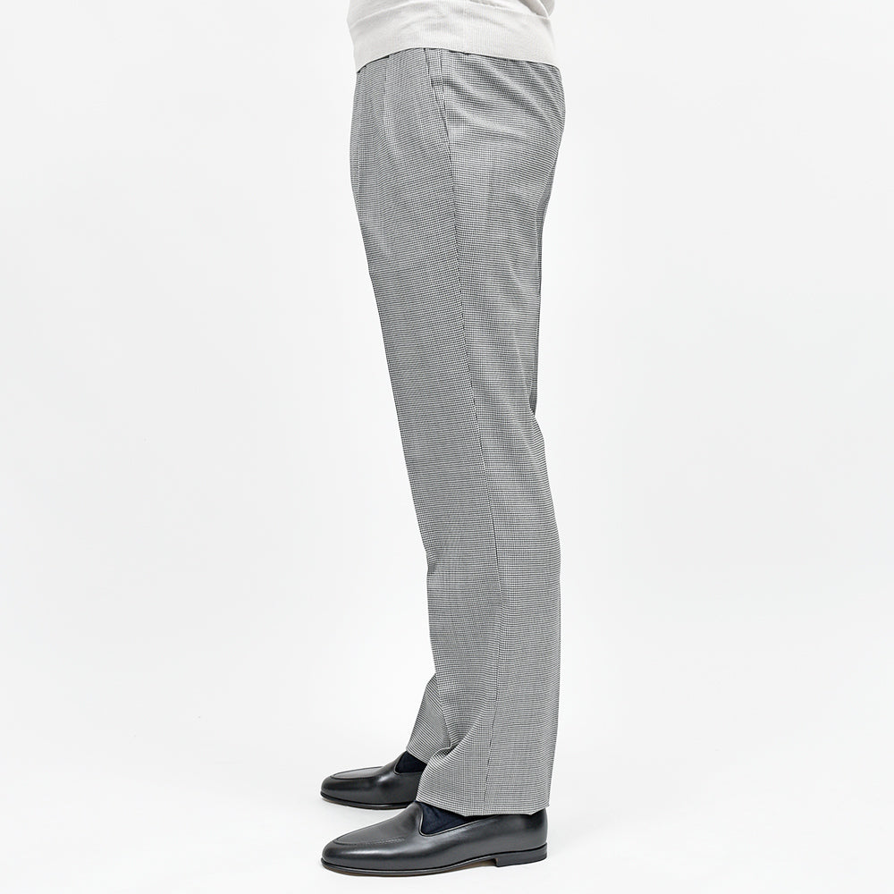 Fumiya Hirano THE TROUSERS(フミヤヒラノトラウザーズ) REGENT ウールトロピカル ハウンドトゥース サイドアジャスター 2インプリーツ ドレスパンツ