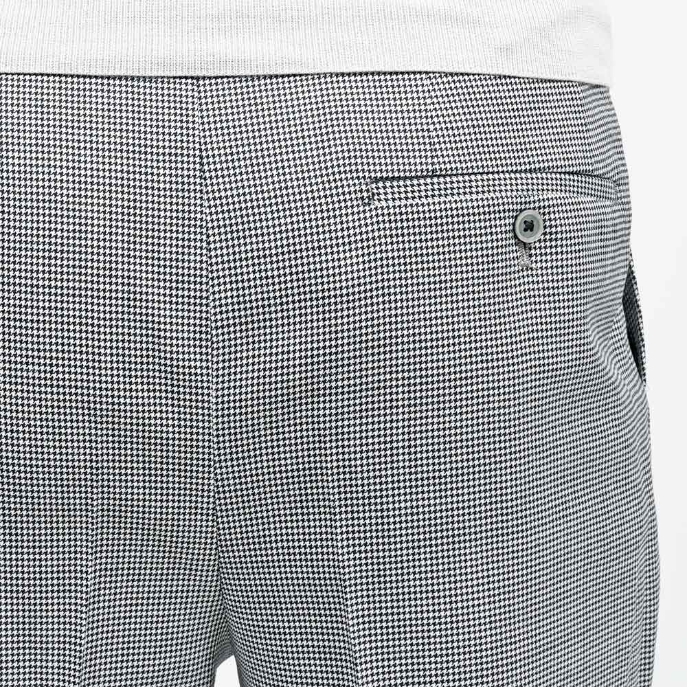 Fumiya Hirano THE TROUSERS(フミヤヒラノトラウザーズ) REGENT ウールトロピカル ハウンドトゥース サイドアジャスター 2インプリーツ ドレスパンツ