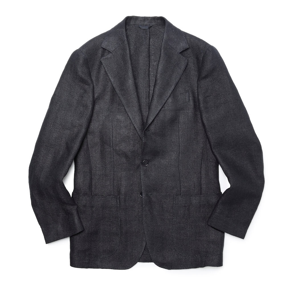 デ・ペトリロ / リネン ヘリンボーン 3つボタン ジャケット(芯無し)/GIACCA ANACAPLI TS27071