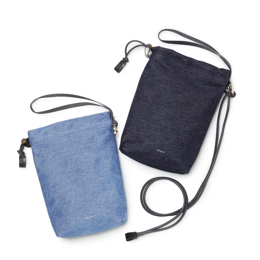 テクネ / MINI DRAWSTRING POUCH/WASHED DENIM/B11-01125-F