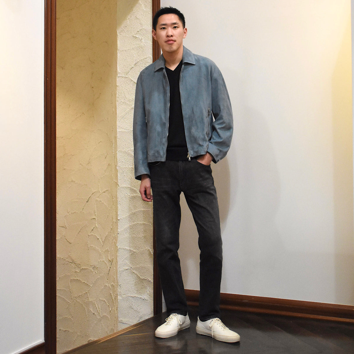 エンメティ / 【BR別注】スペシャル ラムスキン スウェード ジップアップ ブルゾン(シルバーパーツ)/ACHILLE_BR/SP LAMB SKIN SUEDE