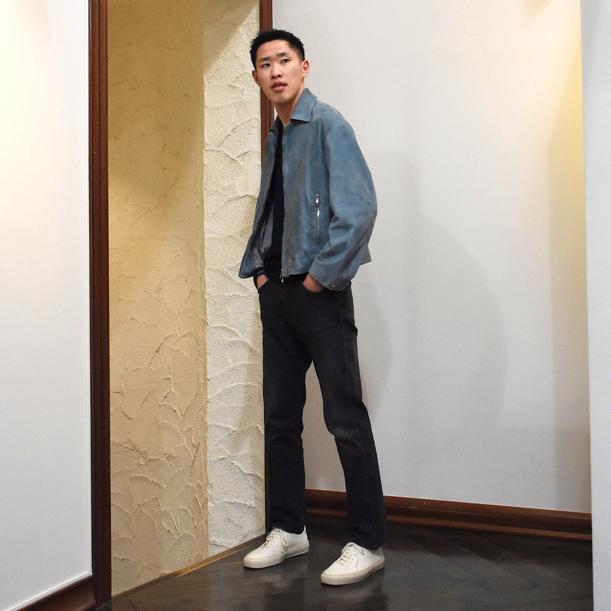 エンメティ / 【BR別注】スペシャル ラムスキン スウェード ジップアップ ブルゾン(シルバーパーツ)/ACHILLE_BR/SP LAMB SKIN SUEDE
