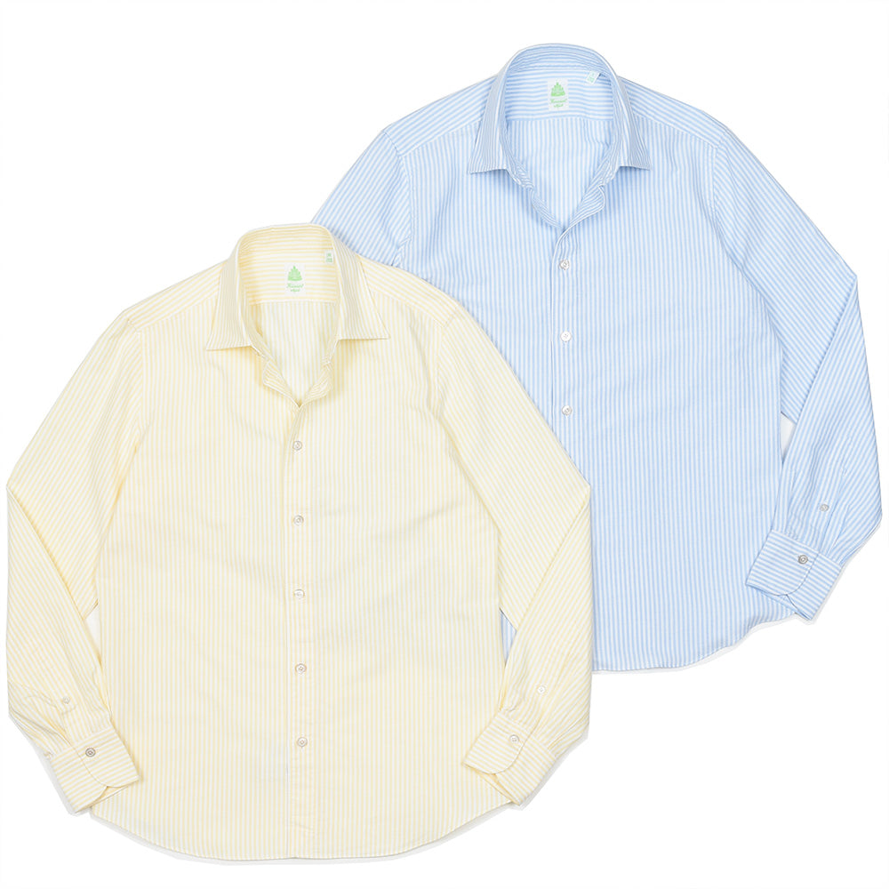 Finamore(フィナモレ) VITTORIO/BALI コットンオックス ロンドンストライプ セミワイドカラーシャツ