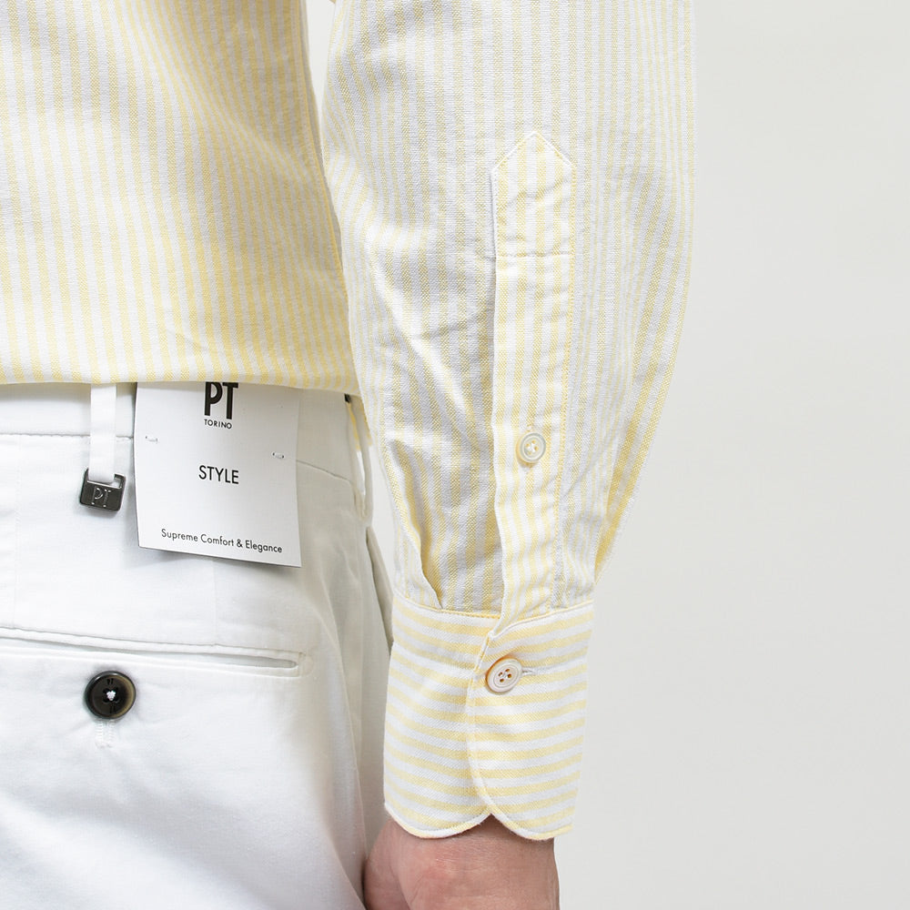 Finamore(フィナモレ) VITTORIO/BALI コットンオックス ロンドンストライプ セミワイドカラーシャツ