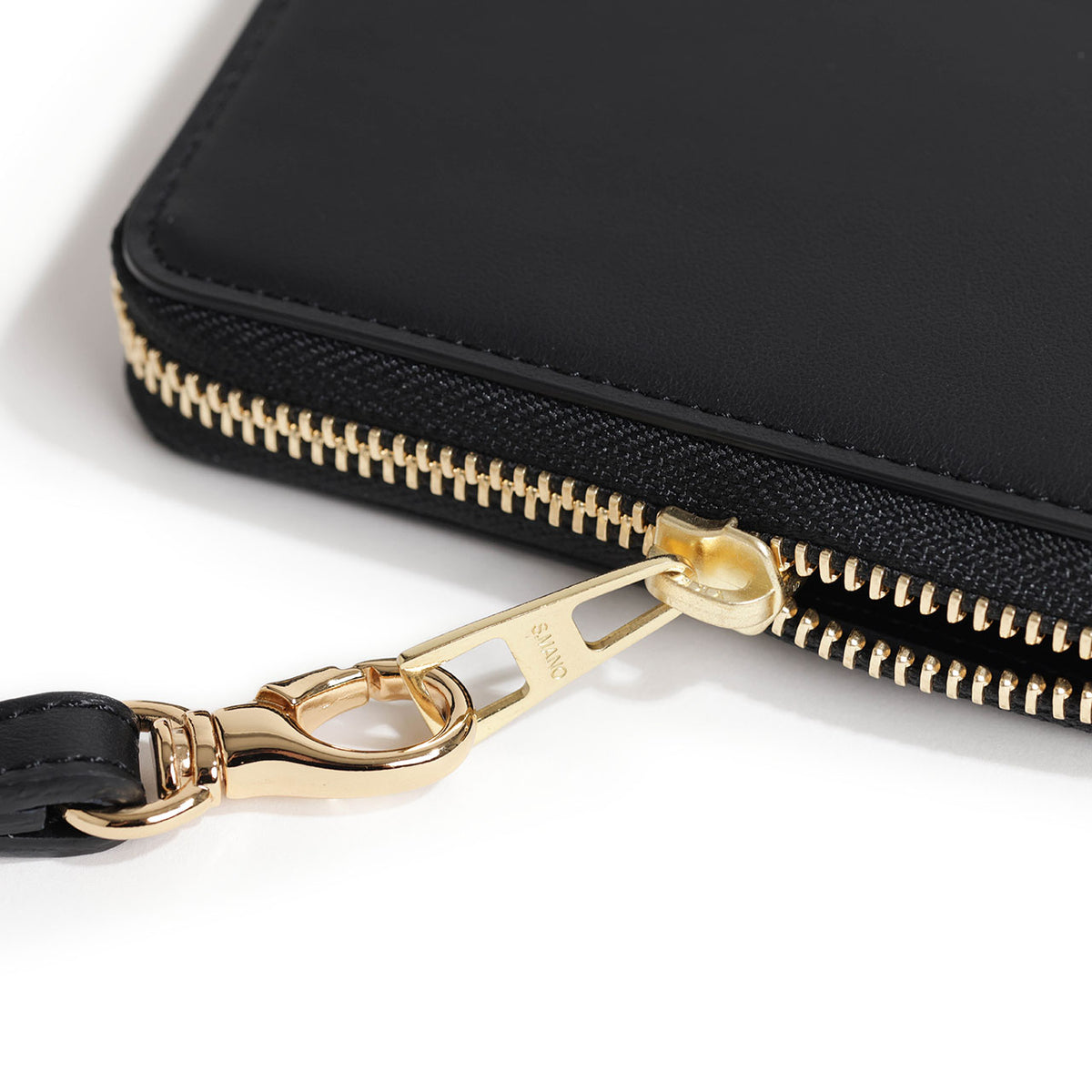 エスマーノ / イタリアン ナッパレザー ゴールドパーツ ジップ ウォレット/ ZIP WALLET FANO / ブラック