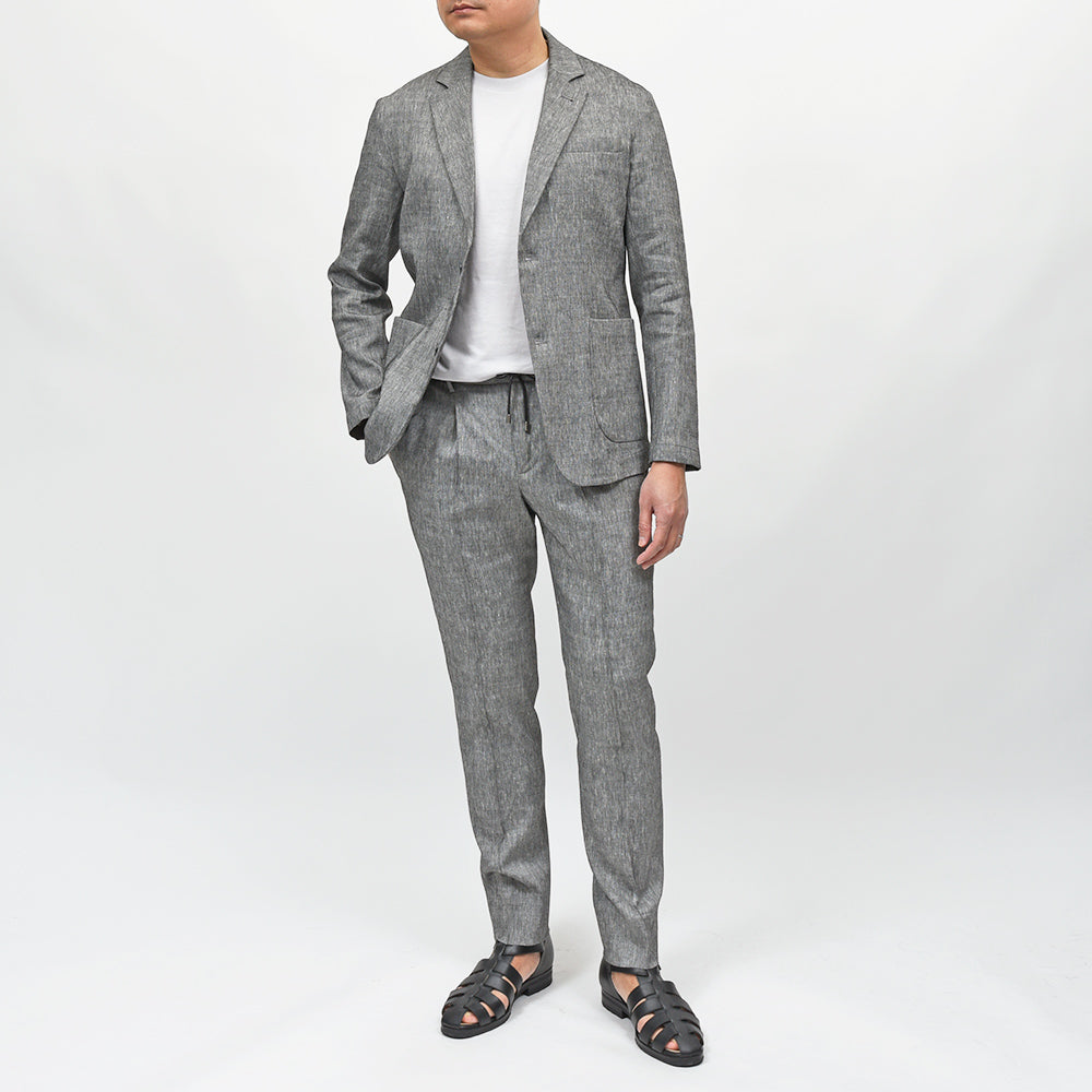 giabsarchivio(ジャブスアルキヴィオ) STROZZI テクノリネン ストレッチ ウォッシャブル セットアップ対応 シングルジャケット A4360