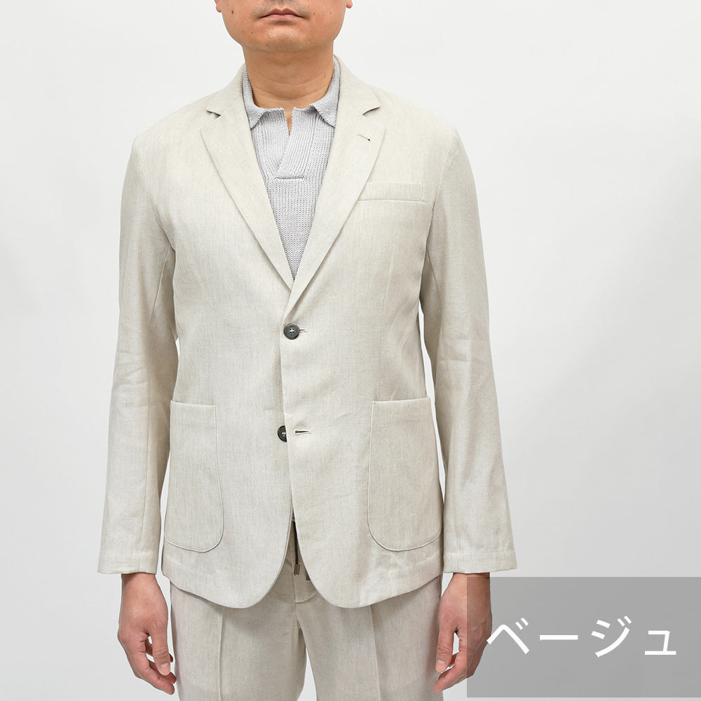 giabsarchivio(ジャブスアルキヴィオ) STROZZI テクノリネン ストレッチ ウォッシャブル セットアップ対応 シングルジャケット A4360