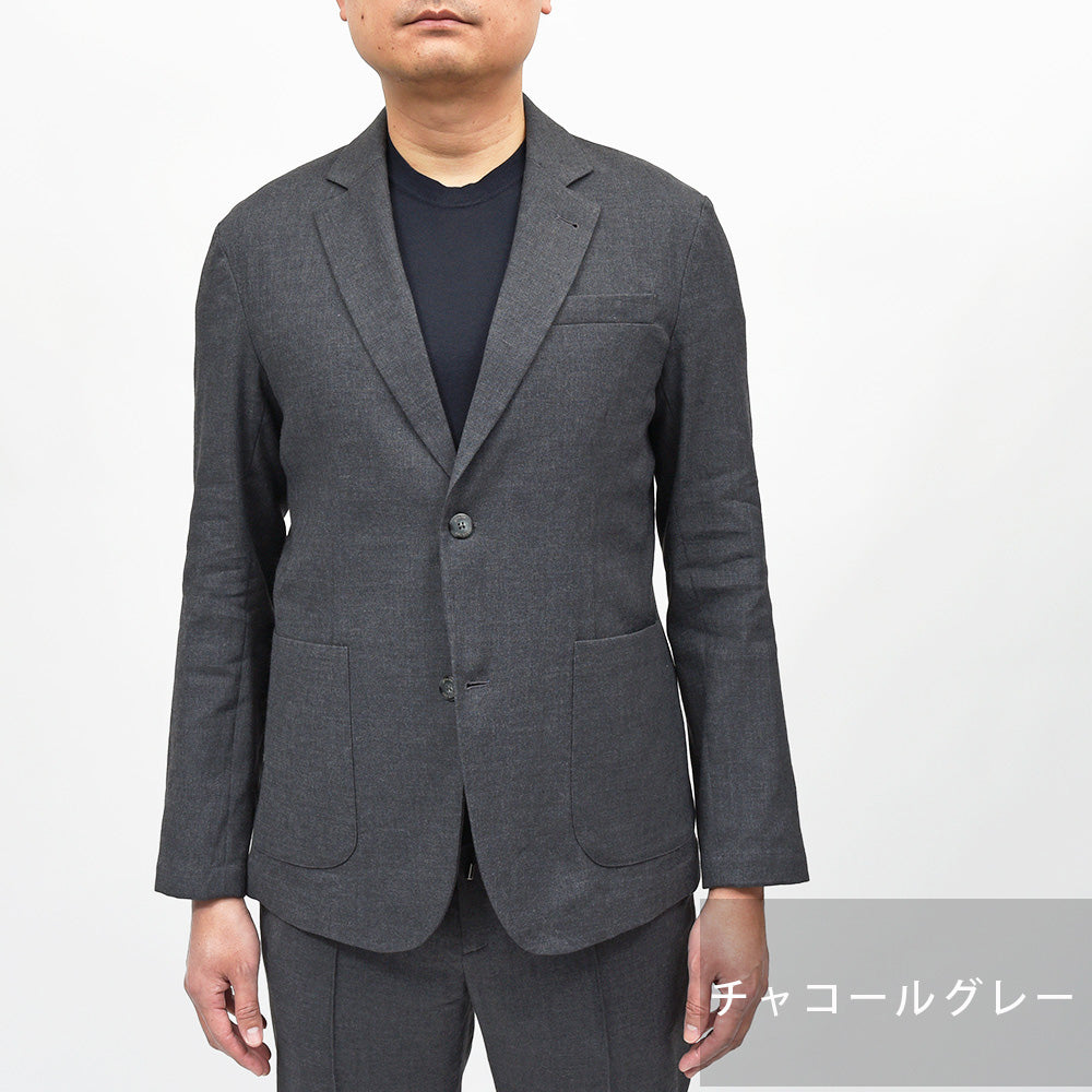 giabsarchivio(ジャブスアルキヴィオ) STROZZI テクノリネン ストレッチ ウォッシャブル セットアップ対応 シングルジャケット A4360