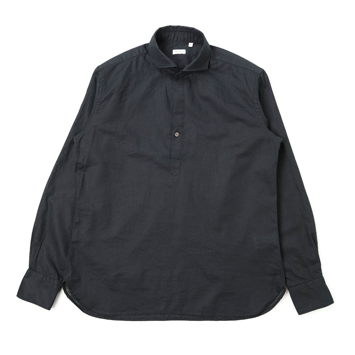 オリアン / ヴィンテージ / カプリシャツ 長袖 ワイドカラー / リネンコットン 製品洗い / SLIM FIT / KH30F / BLACK / ブラック