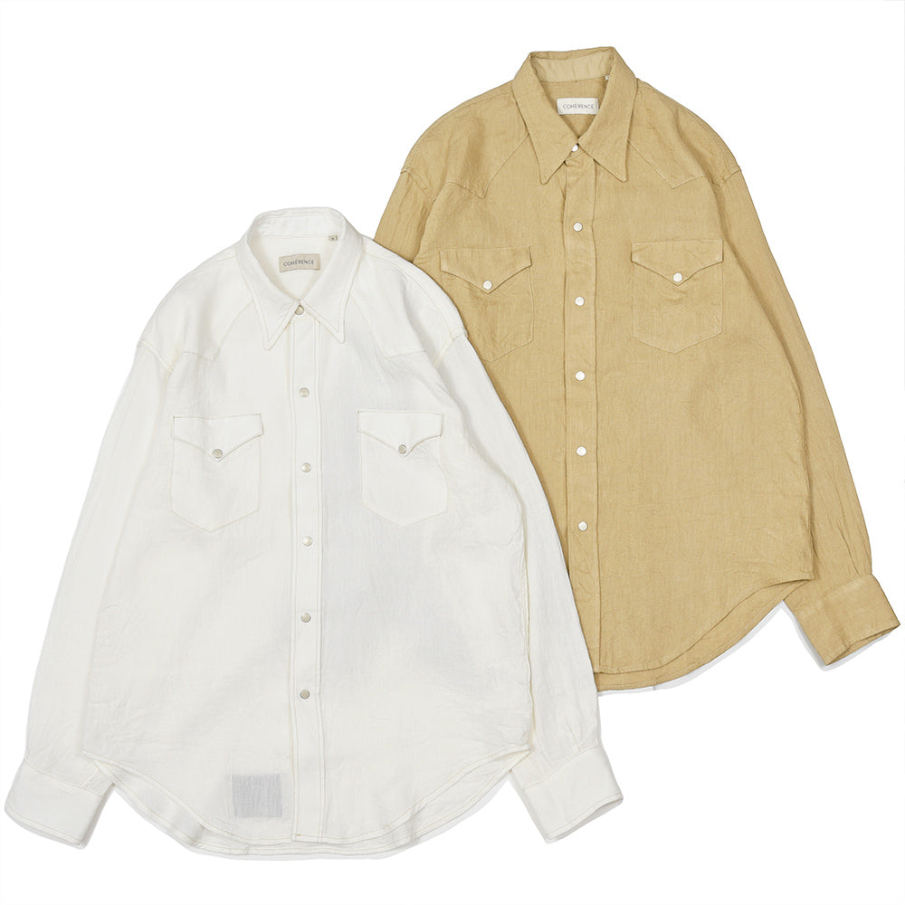 COHERENCE(コヒーレンス) ABIQUIU リネンレーヨン AEROCLOTH LINEN ウエスタンシャツ